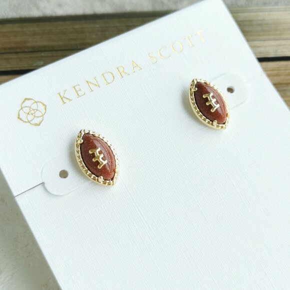 Kendra Scott Jewelry - Kendra Scott Football Orange Goldstone Gold Stud Earrings